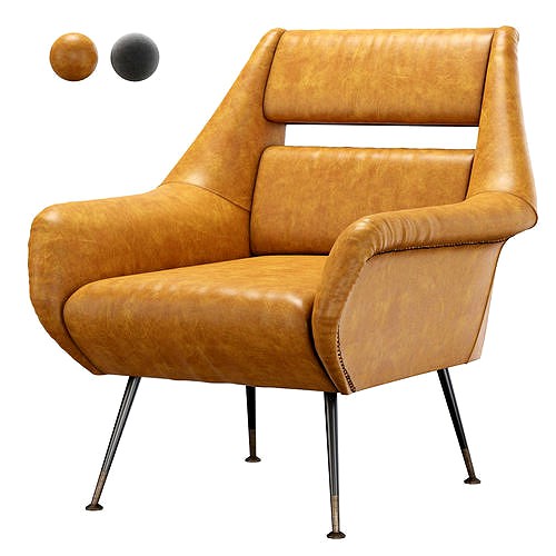 Enamel and Leather Armchair by Gio Ponti