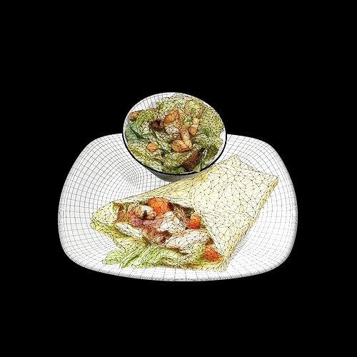 Caesar chicken crepe with Caesar side salad