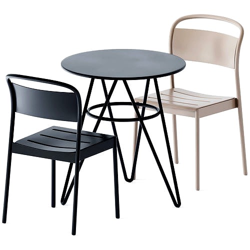 Self Table by TrabA and Linear Steel Side Chair by Muuto