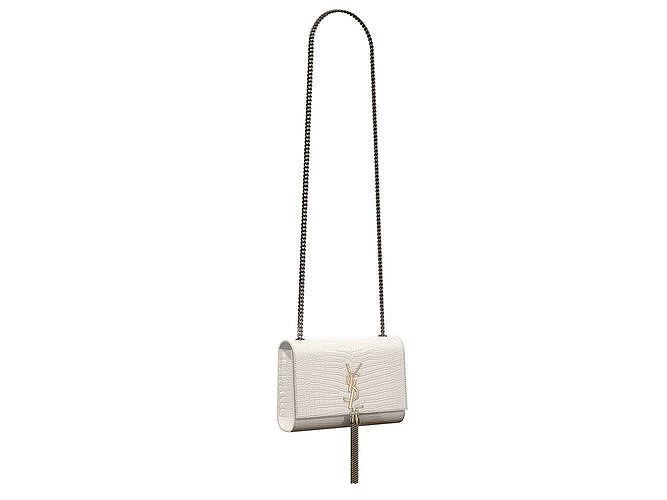 YSL Saint Laurent Kate Small Bag White Crocodile