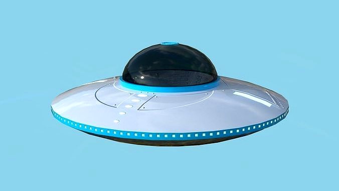 Spaceship UFO B3 - White Blue - Alien SciFi Vehicle