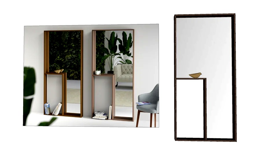 Mirror with wood frame