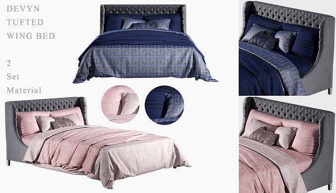 DEVYN TUFTED WING BED