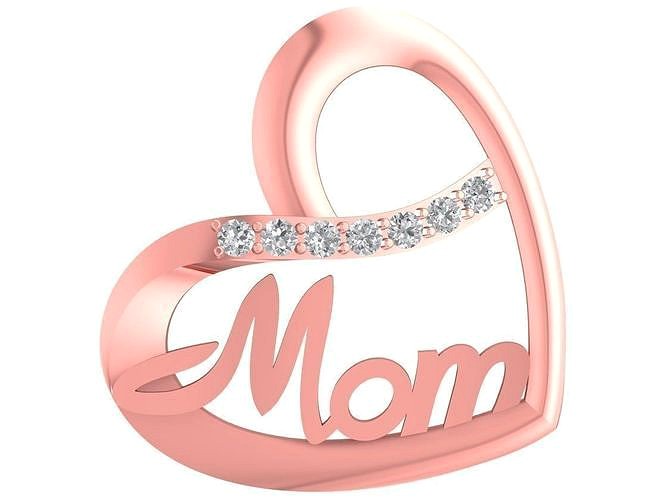 diamond heart pendant for mom 3056 | 3D