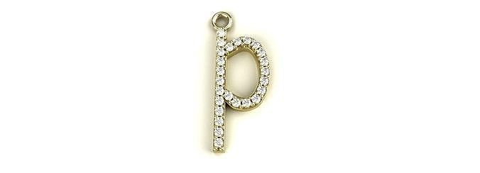 Diamond p Pendant Gold Silver Platinum Luxury Jewelry | 3D