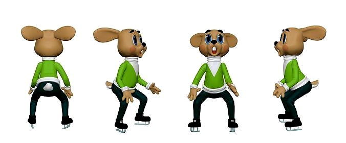 001308 rabit from nu pogodi in shock pose on the skates 3dp | 3D