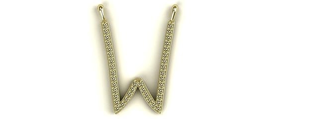 Diamond W Pendant Gold Silver Platinum Luxury Jewelry | 3D