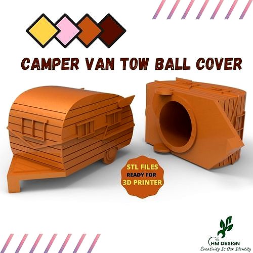 Camper Van Tow Ball Cover Cap Design 2 3D model