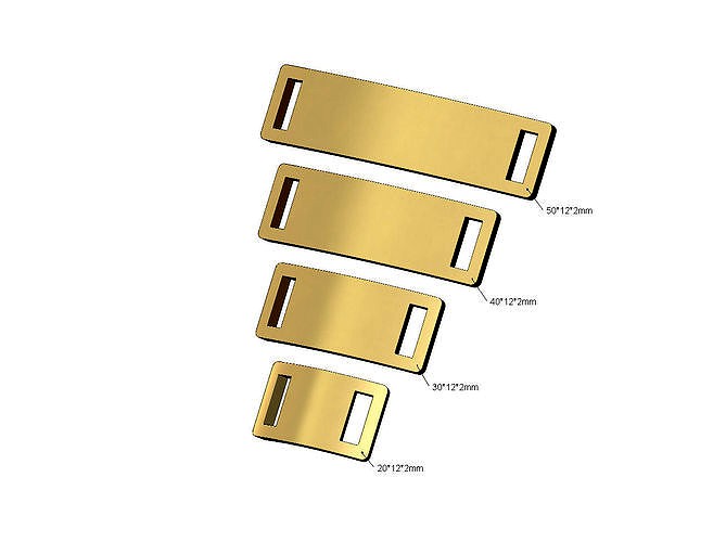 Simple rectangular bracelet plate miniset | 3D