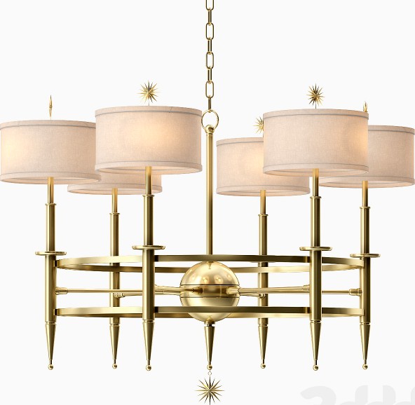 Global Views Classic Star Arm Chandelier-Brass