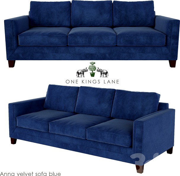 Anna Velvet Sofa Blue
