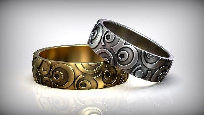 Circle Pattern Wedding Band | 3D