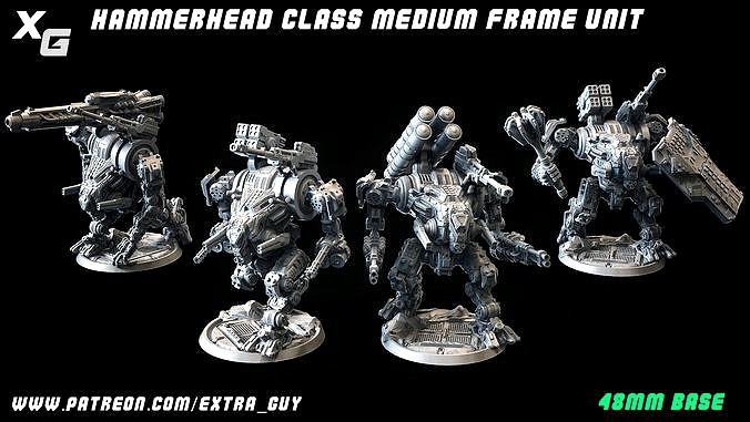 HammerHead Class Medium Frame 48mm base 3DPrintable | 3D