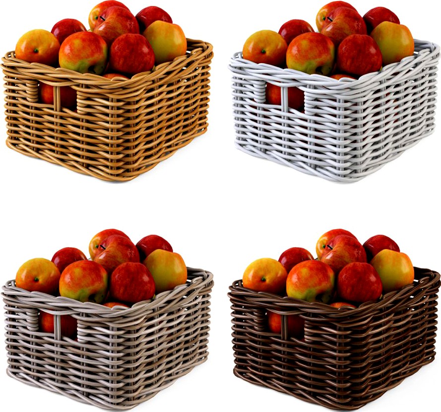 Wicker Apple Basket Ikea Byholma 1 Set 4 Color3d model