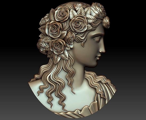 Cameo girl with roses | 3D