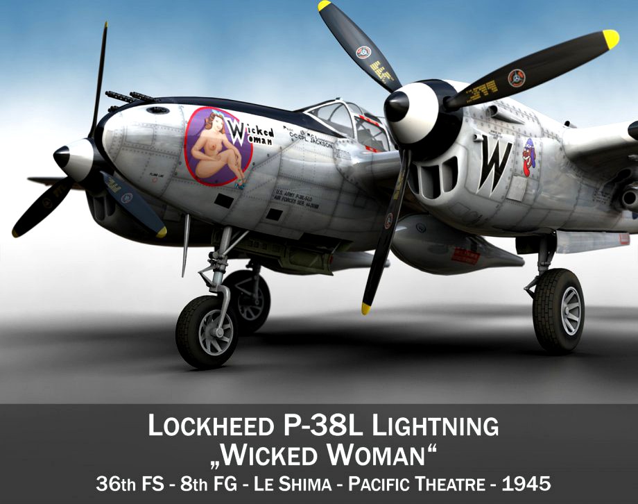 Lockheed P-38 Lightning - Wicked Woman3d model