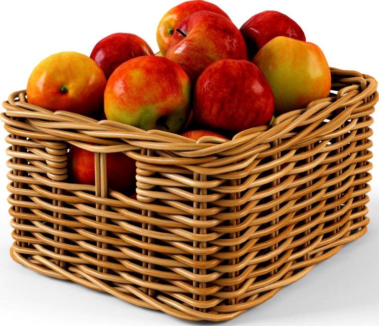 Wicker Apple Basket Ikea Byholma 1 Natural3d model