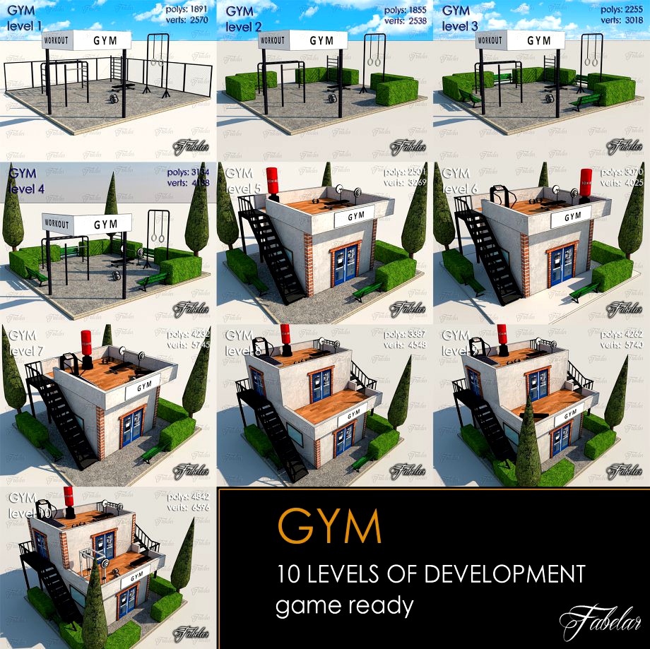 GYM all 10 Levels3d model