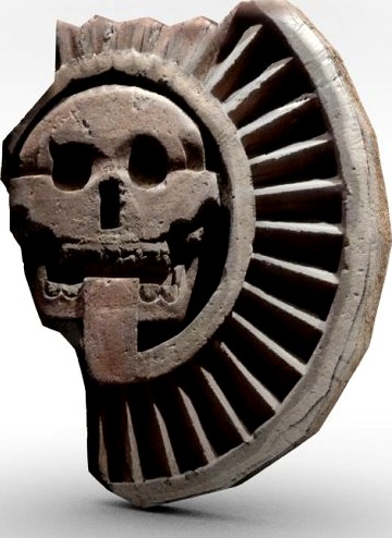 Aztec stone disk with skull3d model