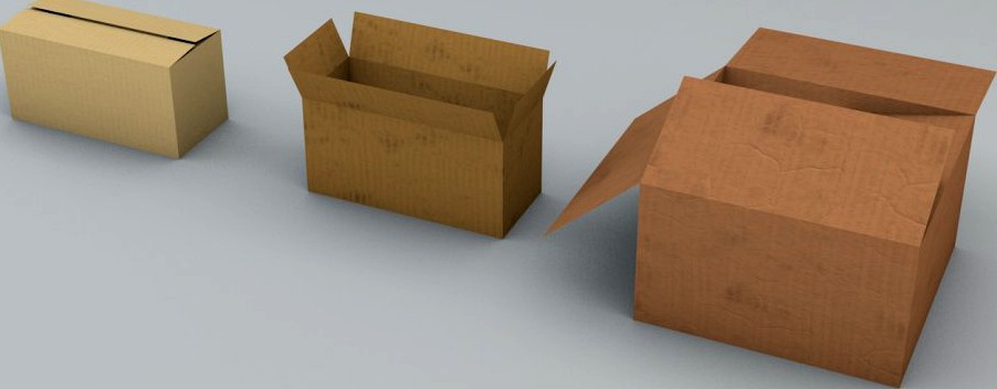 3 Plain Cardboard Boxes3d model
