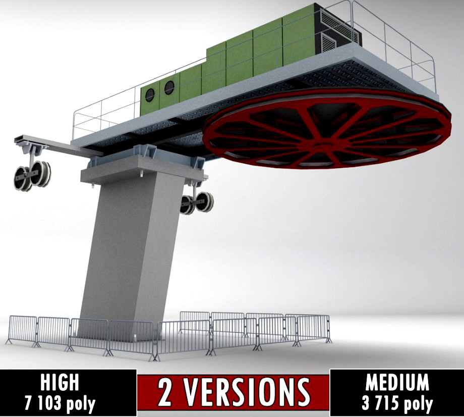 Ski lift cableway pillars 23d model