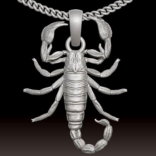 scorpion pendant Sculpture jewelry gold necklace | 3D