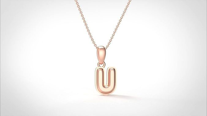 Model 565 Camber Initial U Letter Pendant | 3D