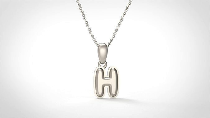 Model 552 Camber Initial H Letter Pendant | 3D