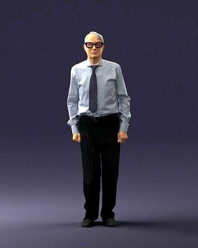 An elderly man with glasses 0101 3D Print Ready | 3D