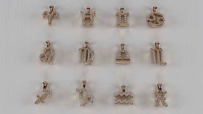 Zodiac Sign Pendants - Diamond Pendants | 3D