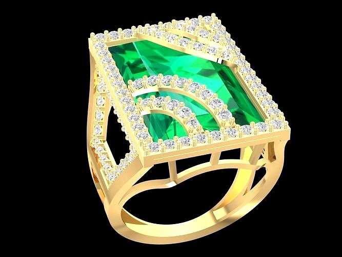LUXURY EMERAL DIAMOND LADY RING 2893 | 3D