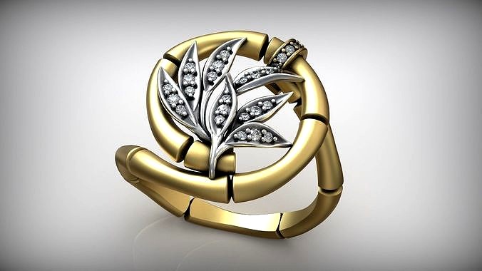 Thai Bamboo Diamond Fashion Ring  | 3D