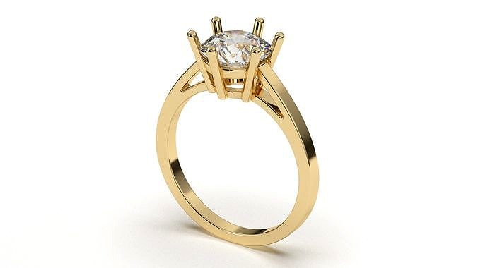 Six Prong Setting Solitaire Diamond Engagement Ring | 3D