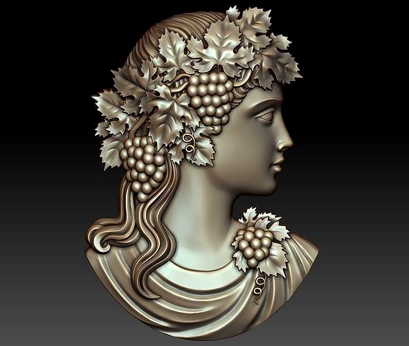 Cameo girl with grapes | 3D