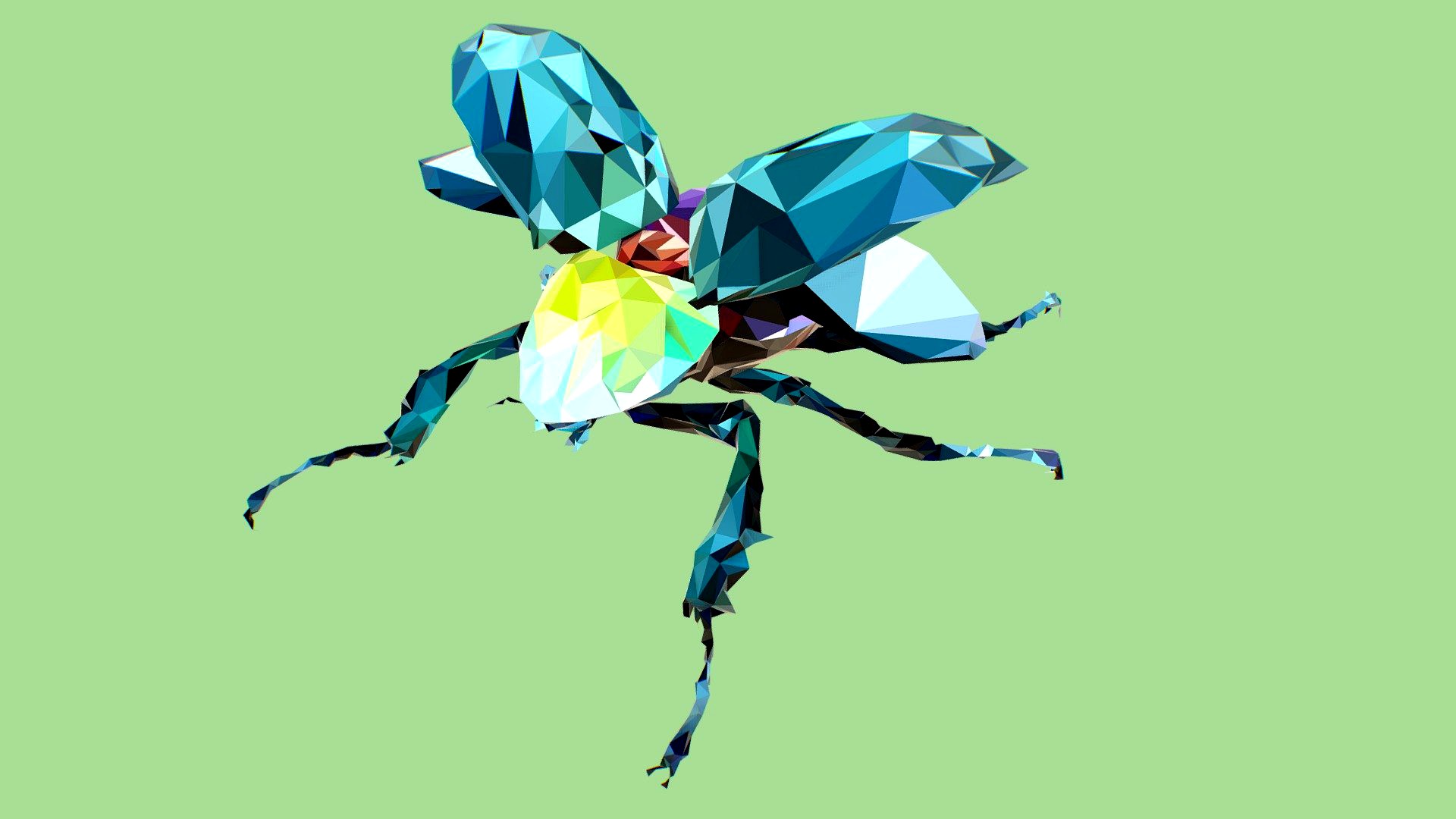 Low Poly ARt Giant Beetle Insect