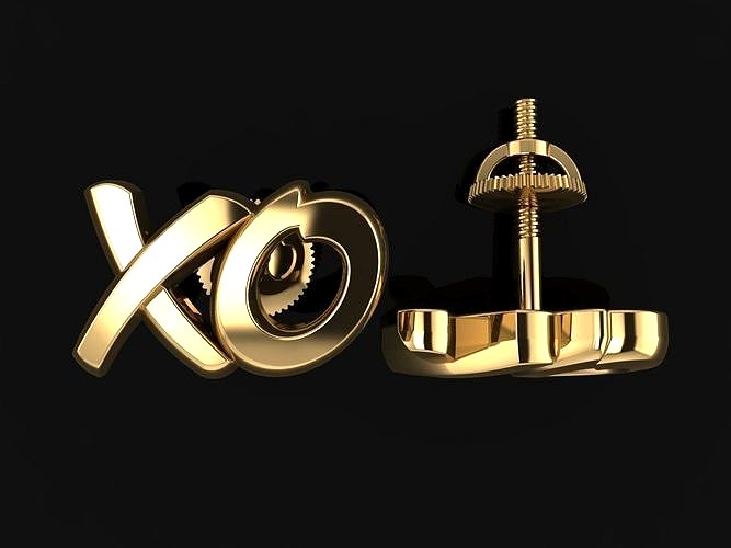XO KISS AND HUG LOVE STUD EARRING | 3D