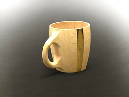 Wooden Cup with Golden Strips