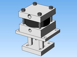 Three-rod short-stroke pneumatic cylinder