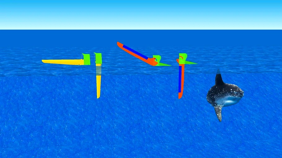 impact kick up concept for sailboat rudder, leeboard and foil