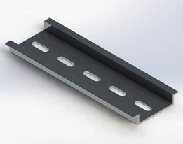 DIN Rail, Aluminum, 35 mm Wide, 7 mm Height, 4 mm Wide and 8 mm Length Slots, 100 mm Length