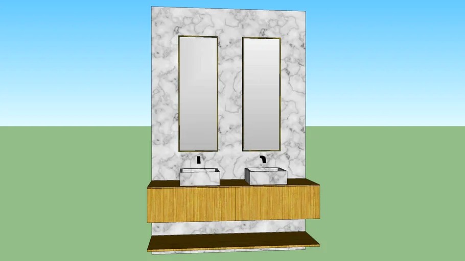 meuble salle de bain double vasque 3d model