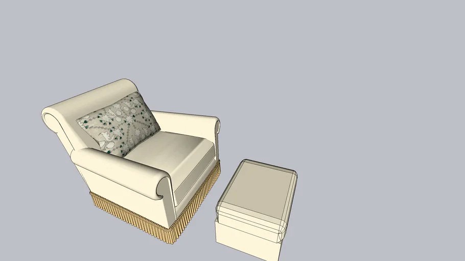 Miramar Fringed Chair and Ottoman