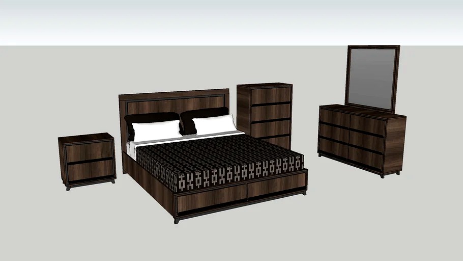 American Walnut Bedroom Set