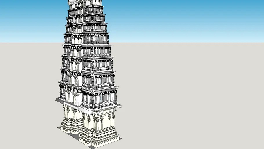Tamil Temple Gopuram Hindu South Indian style 3d model