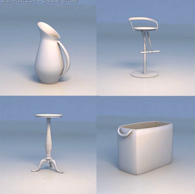 Vase bar stool garbage can 3D Model