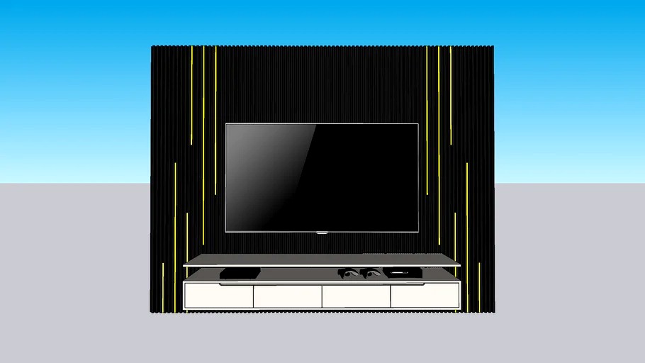 Painel ripado com tv de 86 polegadas