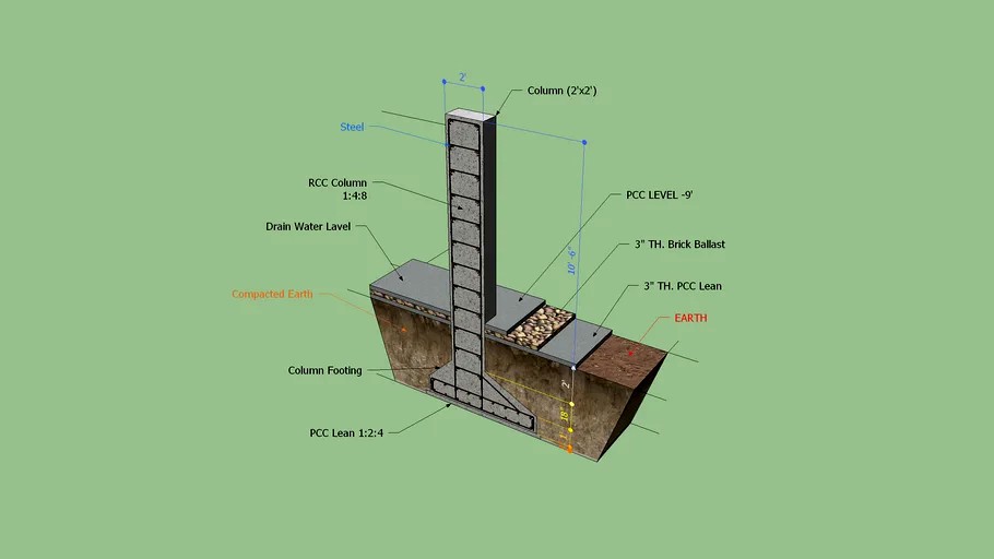 3D RCC COLUMN SECTION & DETAILS