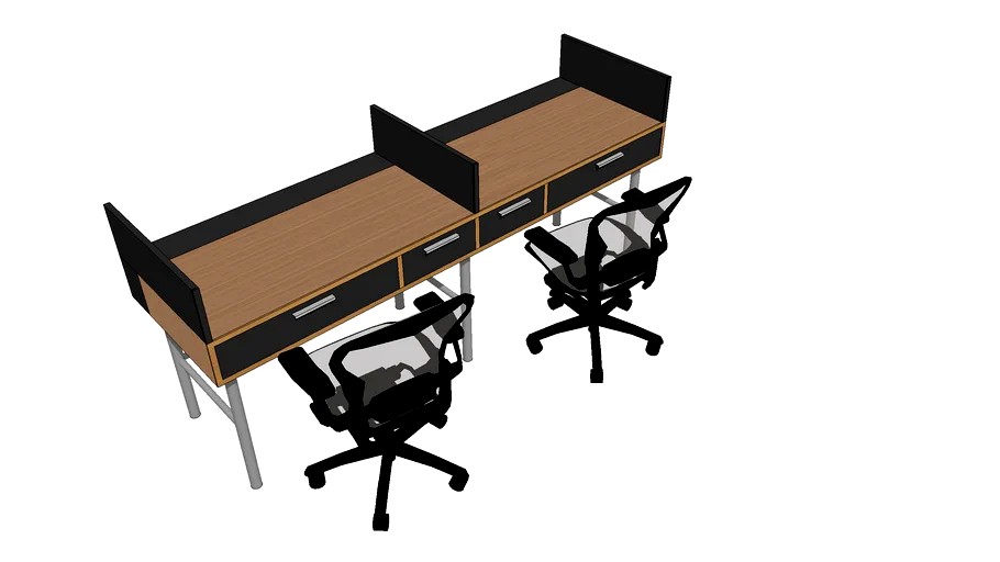 LONG OFFICE TABLE 3d model