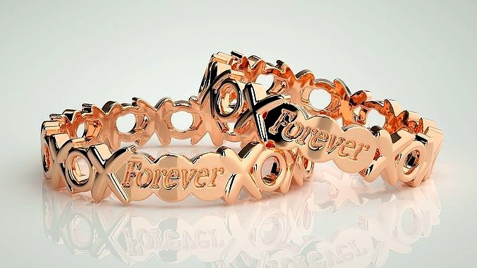 Forever XO Couple Band Ring 3dm stl render detail  | 3D