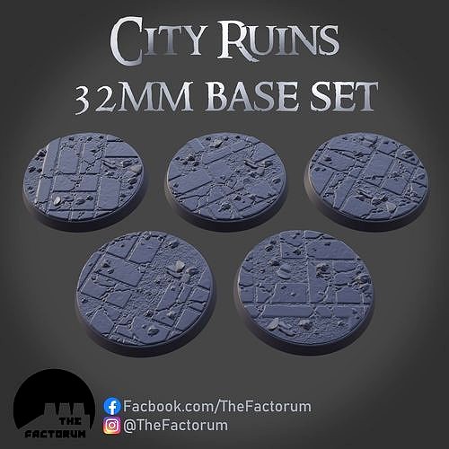32mm City Ruins set Pre-supported | 3D